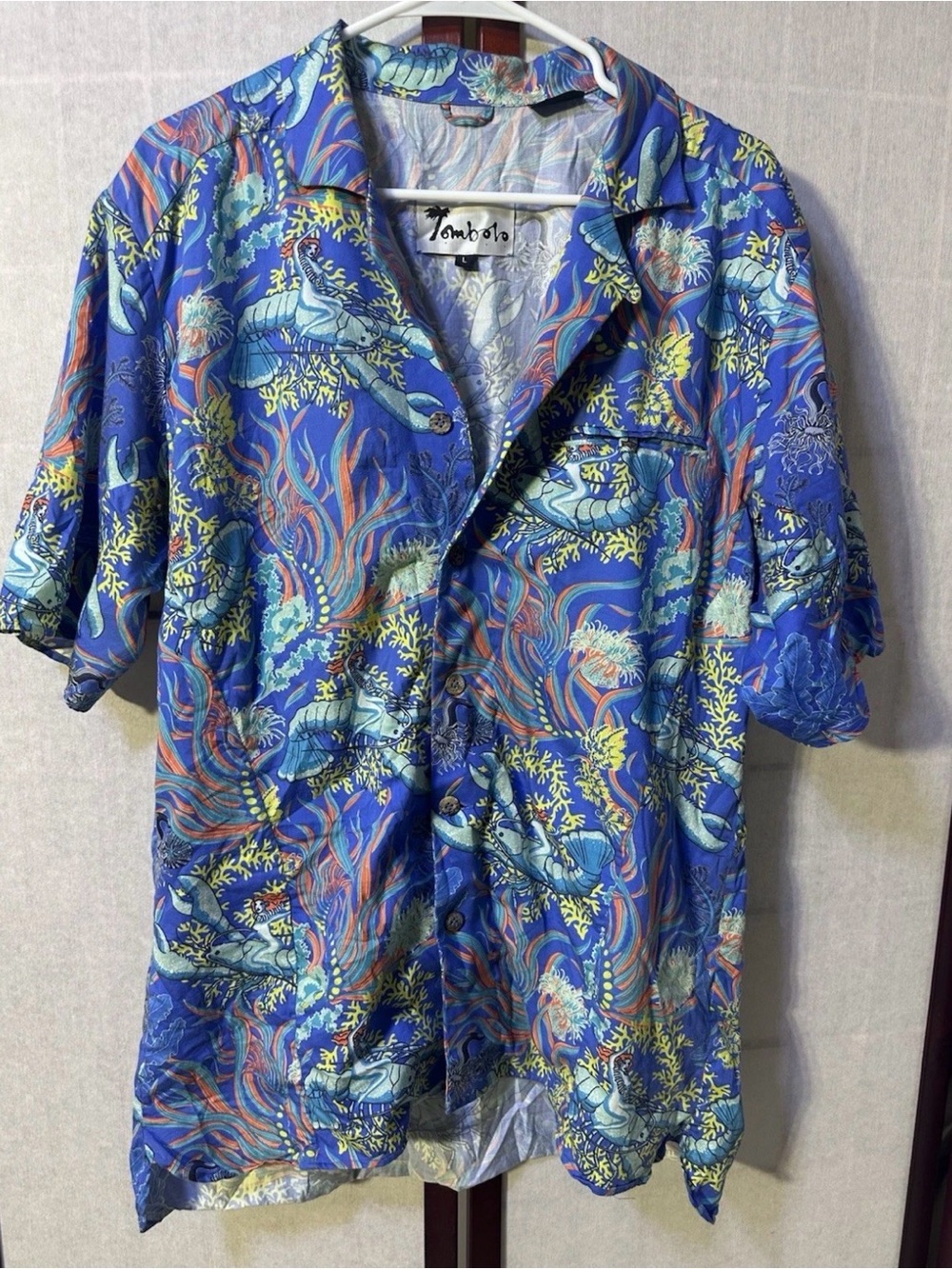 Tombolo Vintage Rayon Seascape Cabana Shirt Large Rare First Edition Portugal